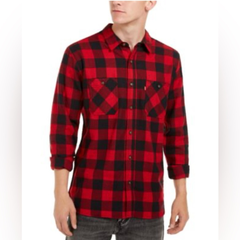 Levi's Red and Black Flannel Button Down Shirt